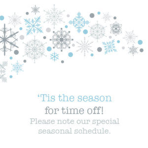 Snowflakes advertising our seasonal schedule